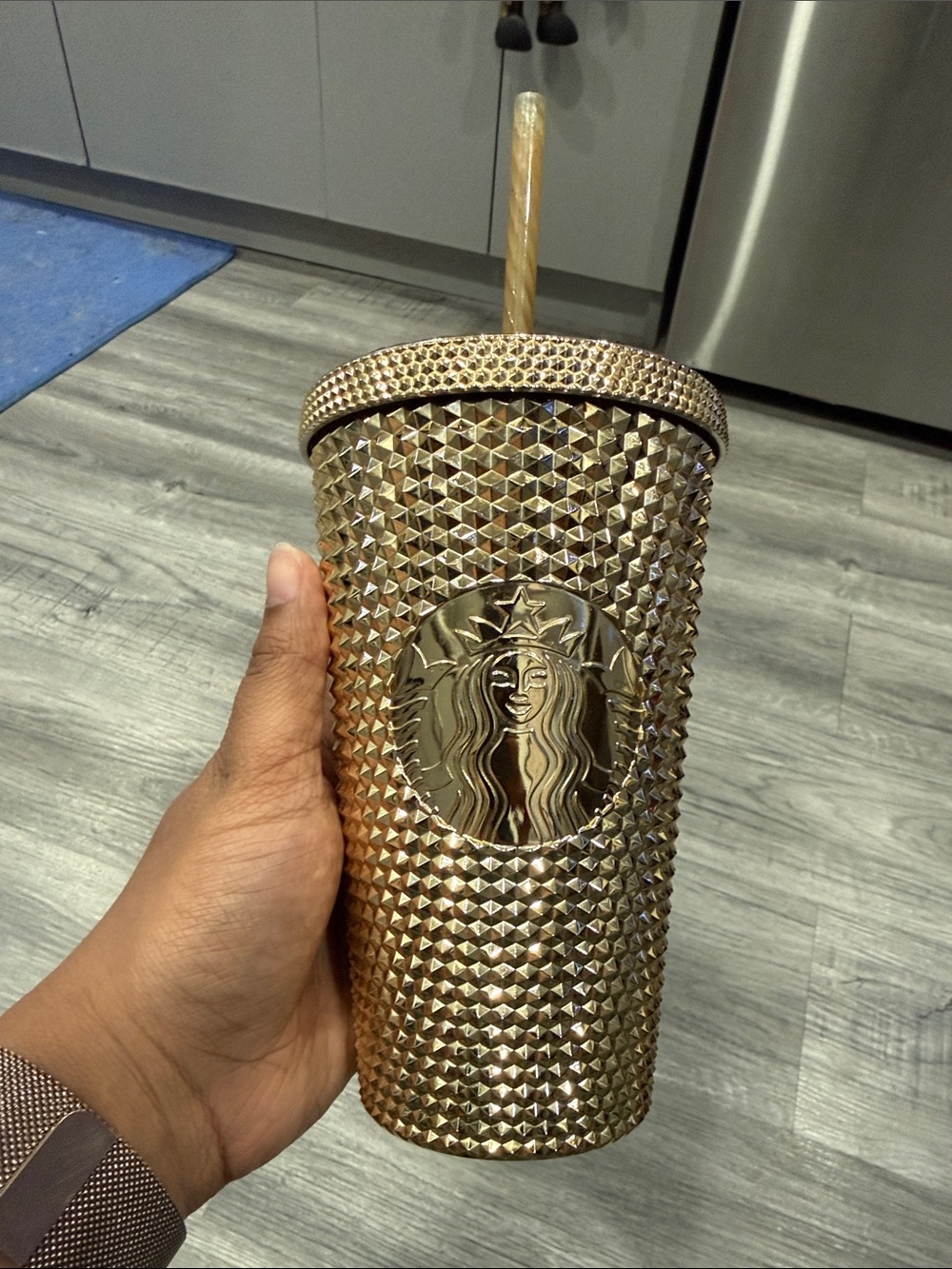 Starbucks Gold Studded Tumbler with Matching Straw